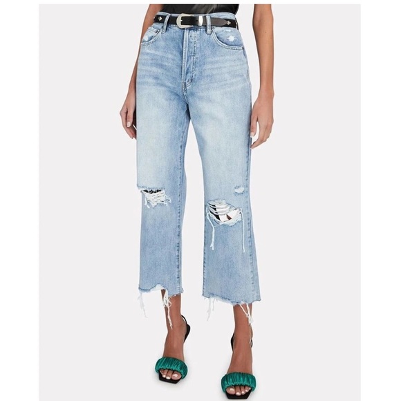 PISTOLA Cassie Distressed High-Rise Straight-Leg Jeans - Picture 1 of 7